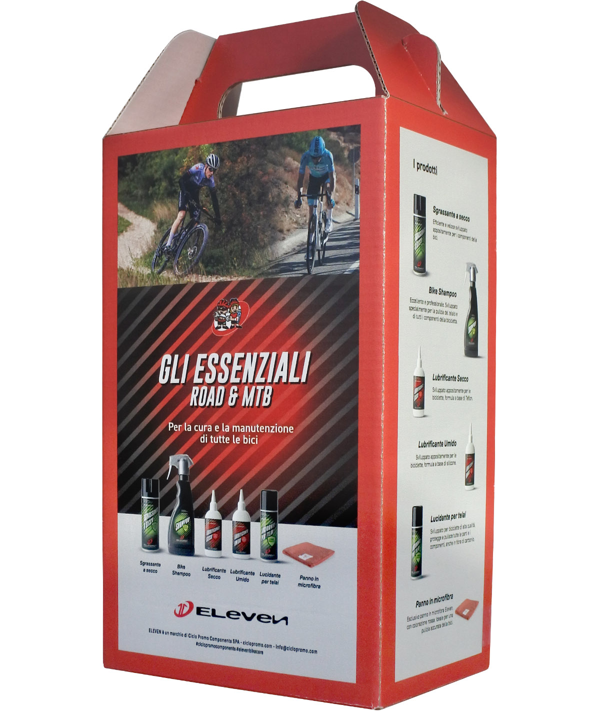 Kit Eleven "GLI ESSENZIALI" - Prodotti per cura e manutenzione bici con opuscolo illustrativo