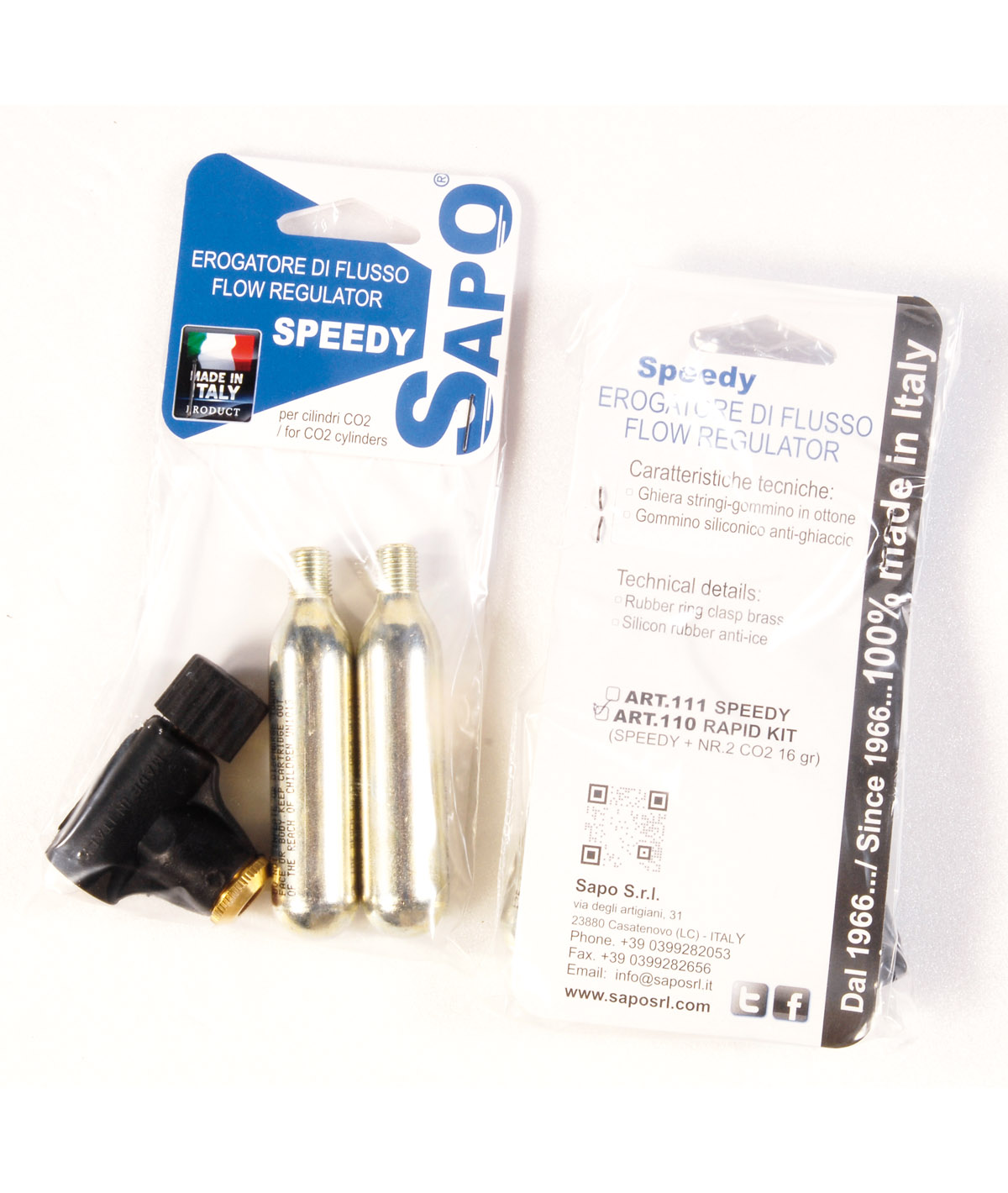 Kit erogatore SPEEDY per Presta e Americana con 2 cartucce CO2 16 gr.