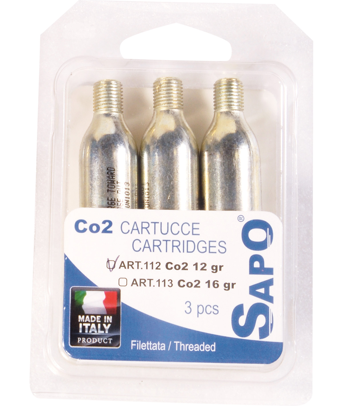 Blister Sapo da nr. 3 cartucce CO2 16 gr.