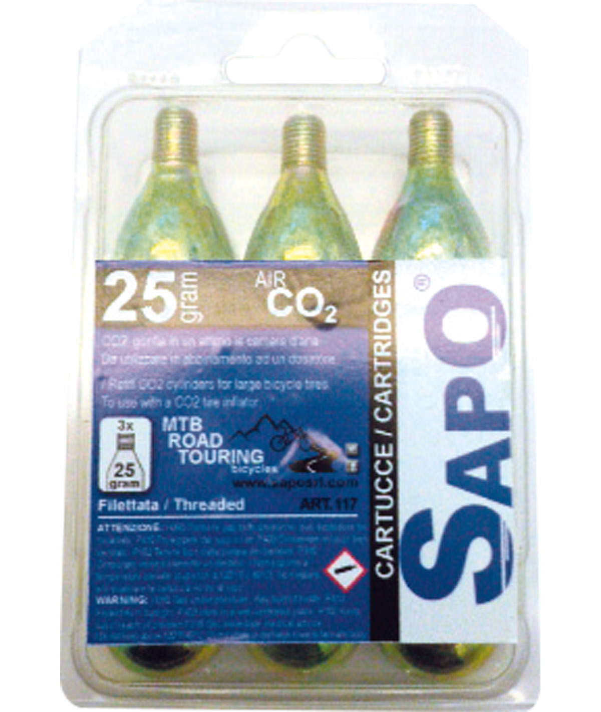 Blister Sapo da nr. 3 cartucce CO2 25 gr.
