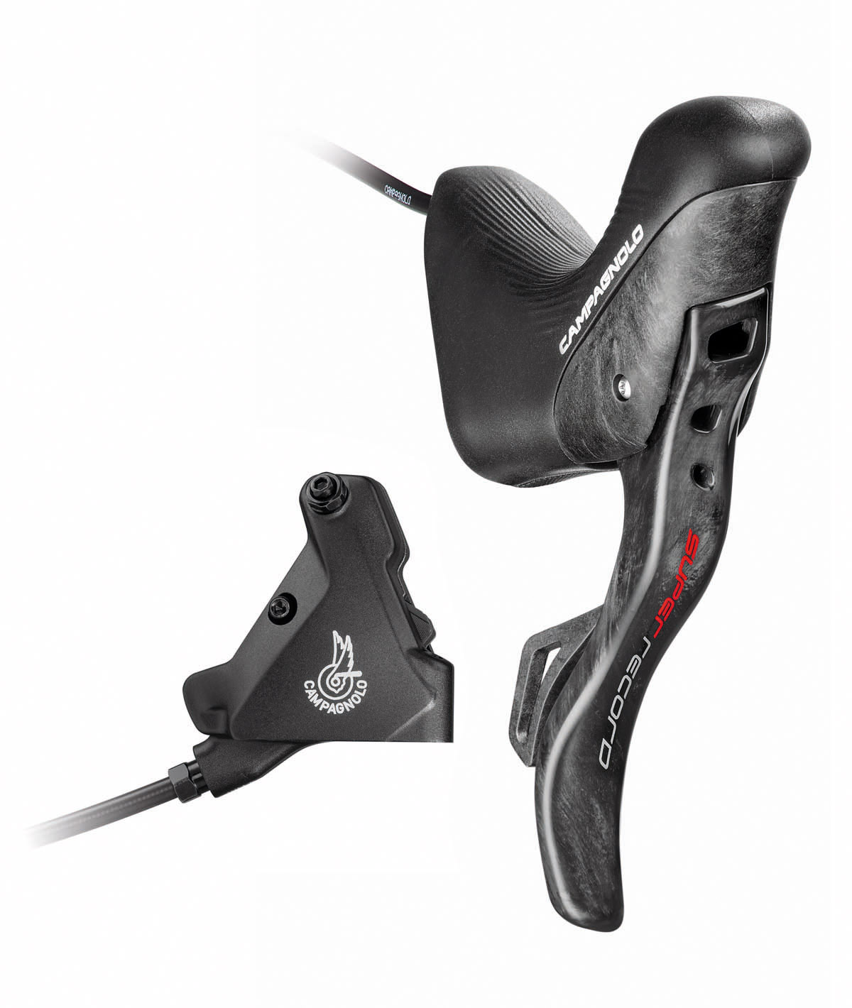 Comando Campagnolo Ergopower DB Sx  Super Record EPS 12v. + Pinza Post. 140 c/olio