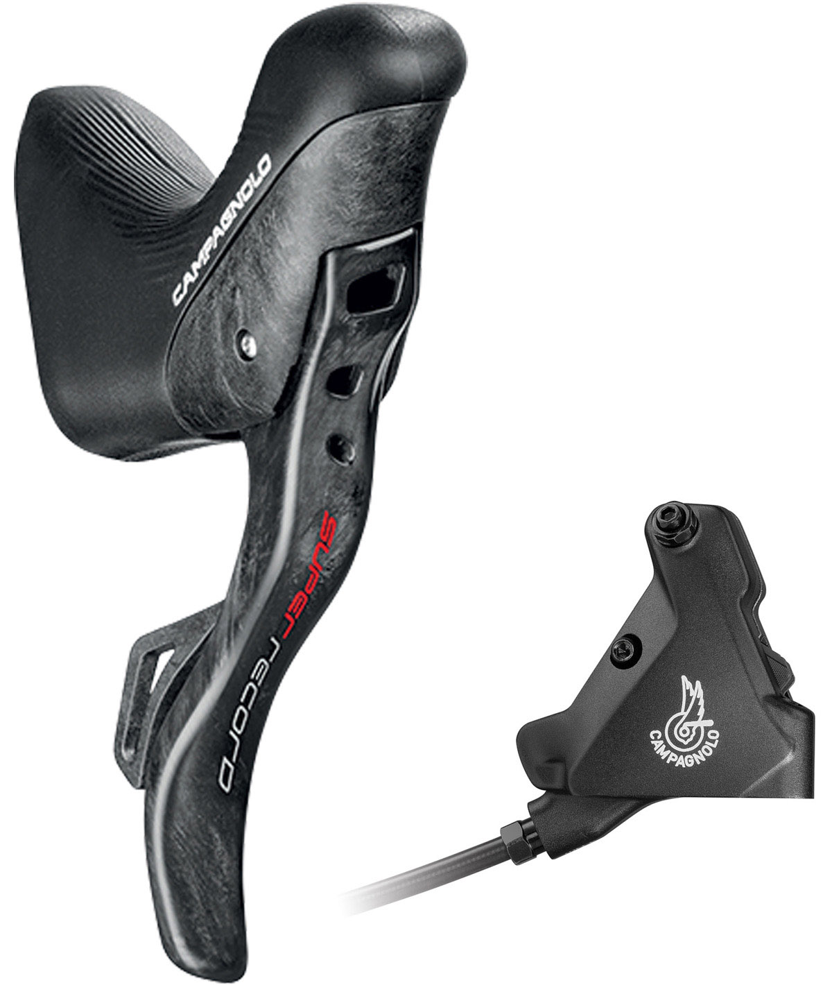 Comando Campagnolo Ergopower DB Dx Super Record 12v. + Pinza Post. 140 c/olio