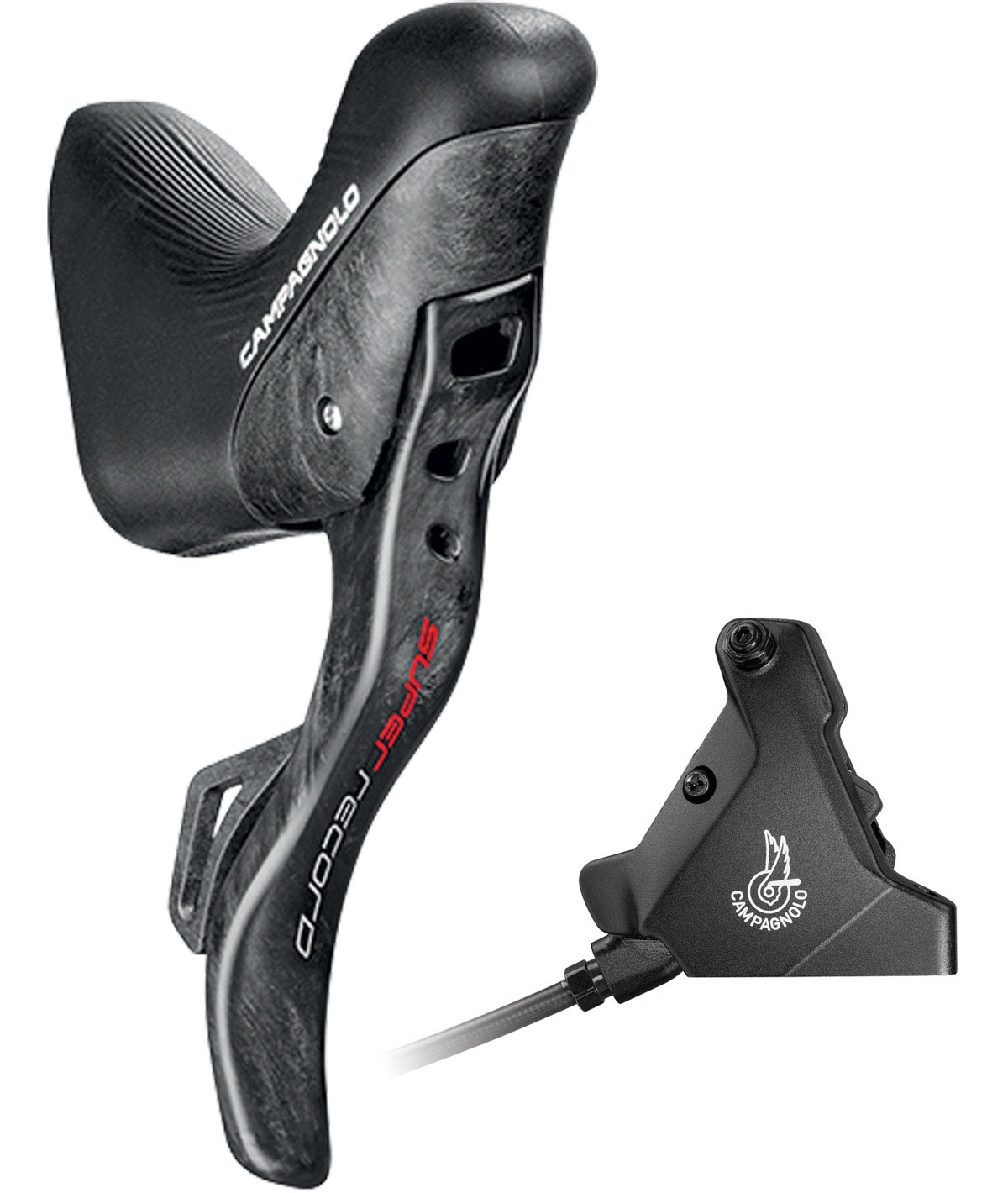 Comando Campagnolo Ergopower DB Dx Super Record 12v. + Pinza Post. 160 c/olio