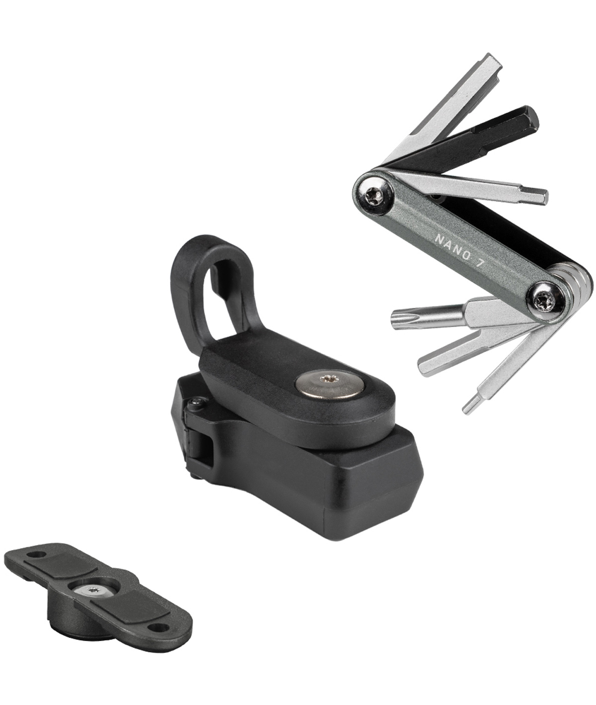 Topeak Ninja+ ToolBox N7 con chiave multiuso Nano 7 e attacchi Ninja Master+ Cage/Frame Mount