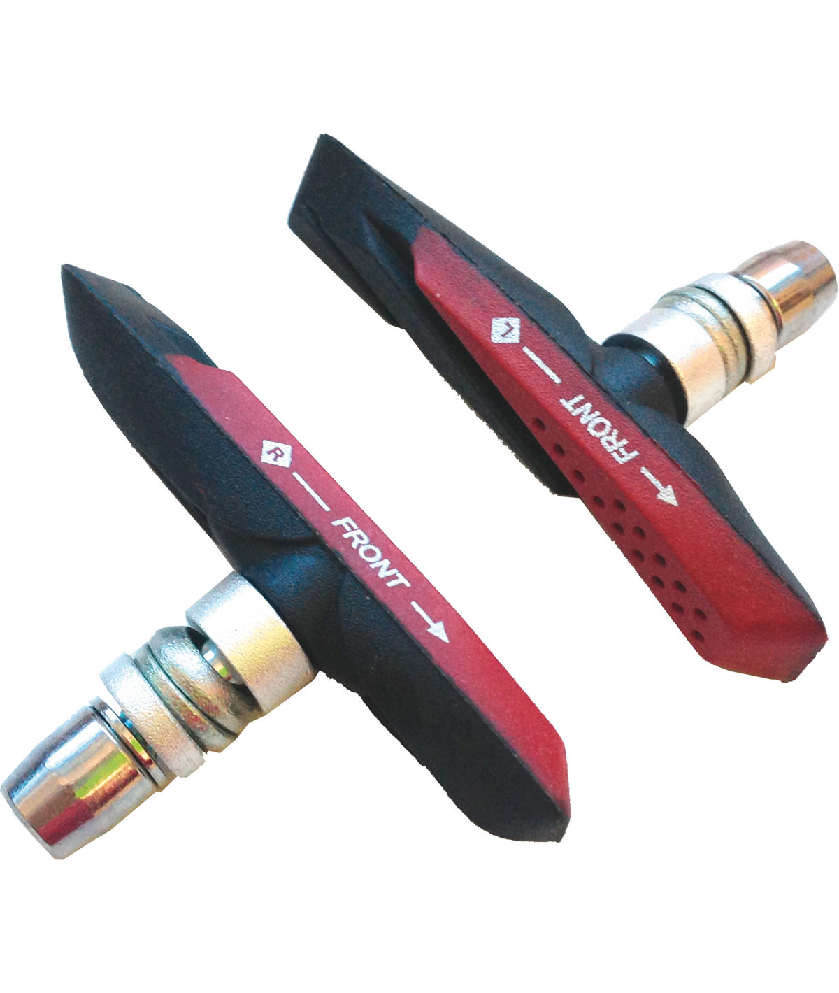 Pattini mtb 72mm V-brake nero/rosso doppia mescola thumbnail