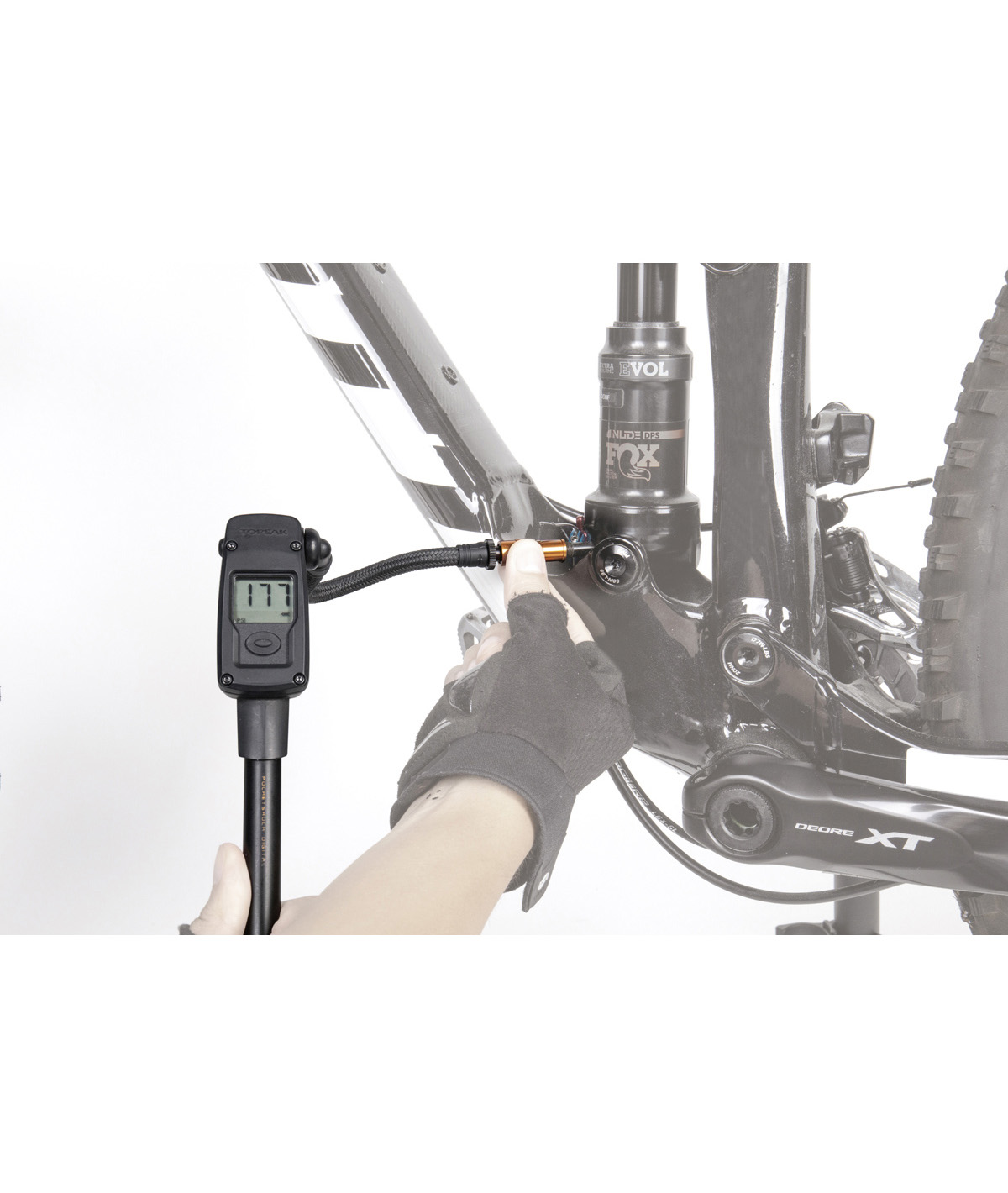 Minipompa per ammortizzatori PocketShock Digital con valvola Pressure-Rite e manometro digitale 20.7 bar/300psi thumbnail