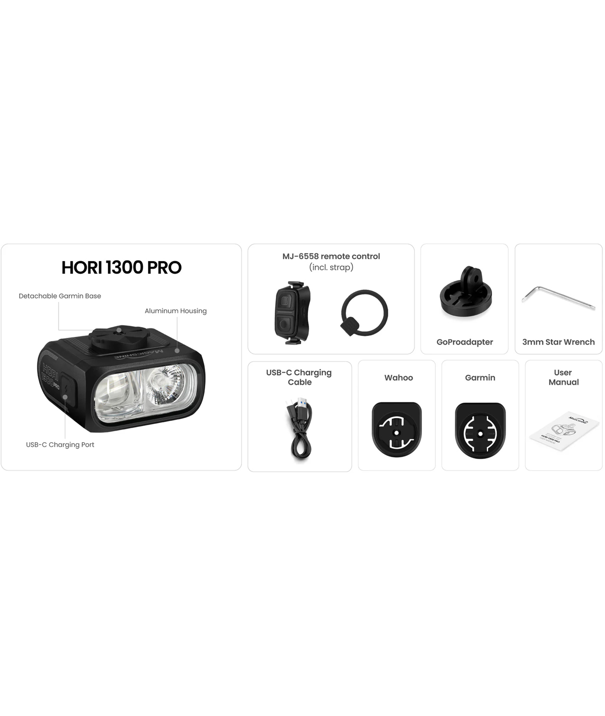 Fanalino anteriore led bianco HORI 1300 PRO USB-C thumbnail